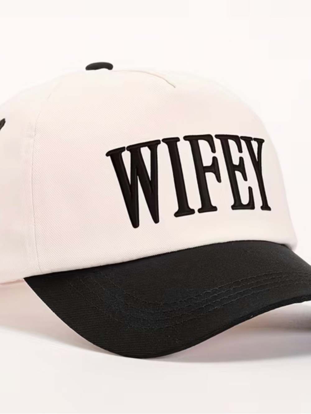 Wifey Two-Tone Boutique Baseball Cap - Black and cream